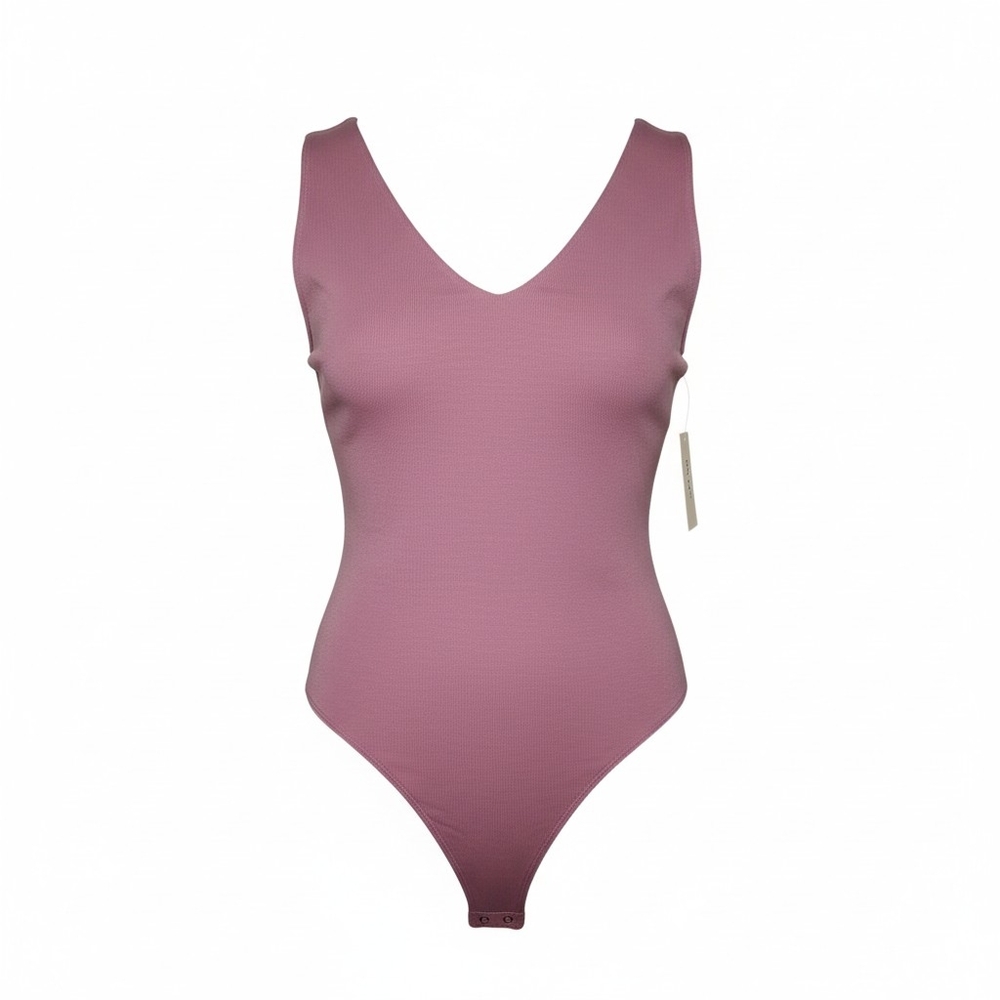 NWT pink bodysuit Double V-neck. Modal/Spandex. On 34th.